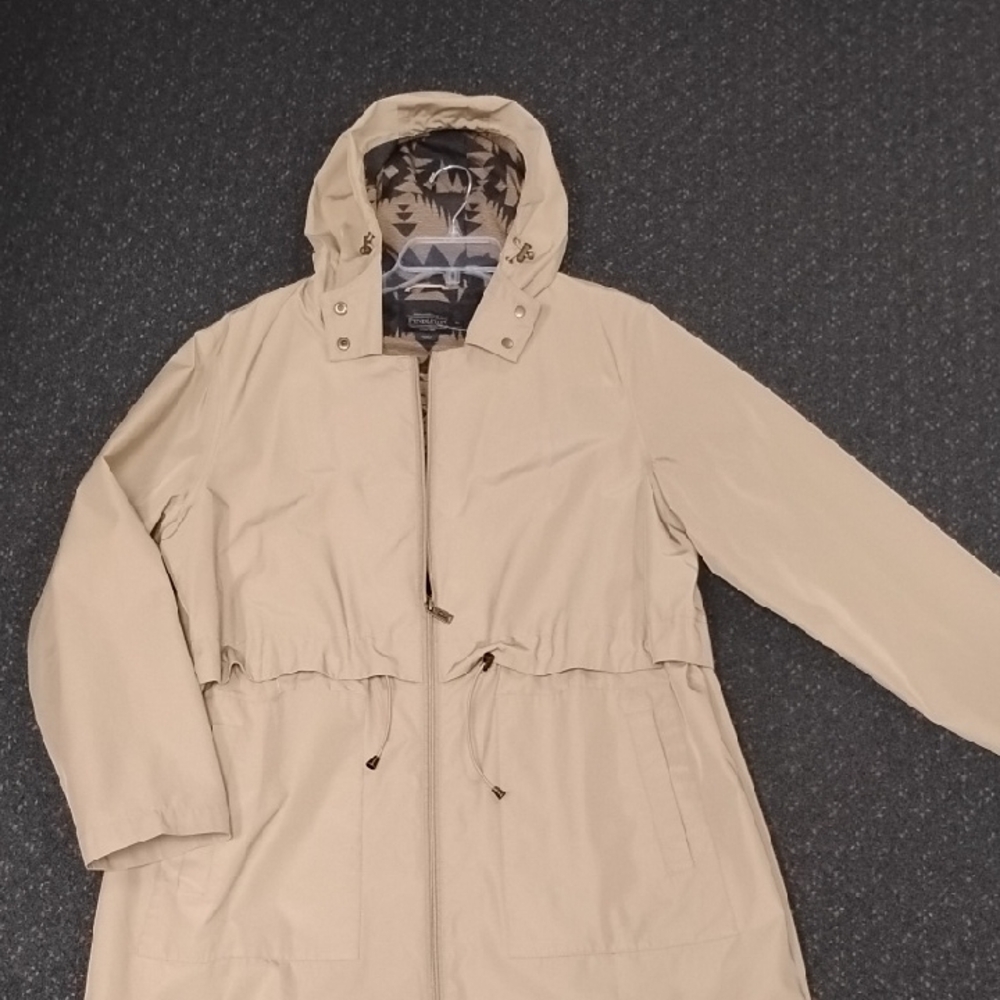 Beige Hooded Pendleton Rain Jacket - image 1